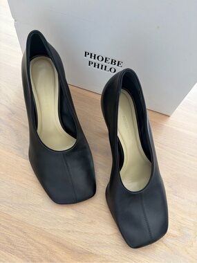 Phoebe Philo Black Leather Women’s 90 Pumps shoes size 39.5